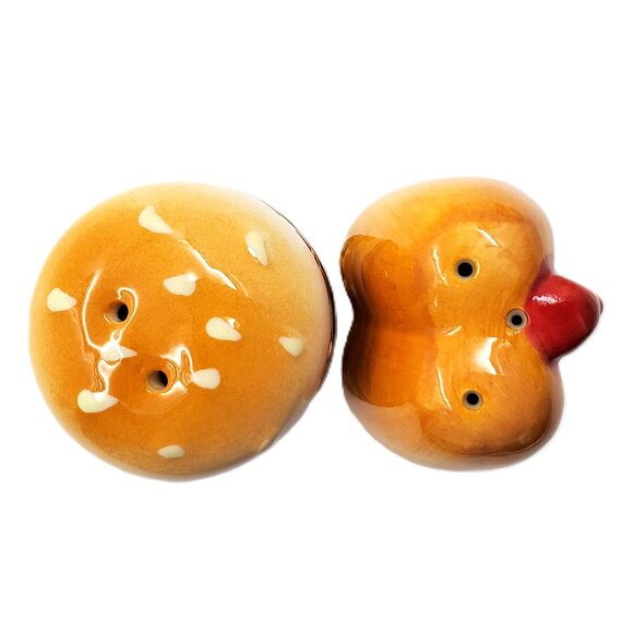 Vintage Ceramic “Hamburger & Hotdog” Salt & Pepper Shakers – NEW - Picture 2 of 3